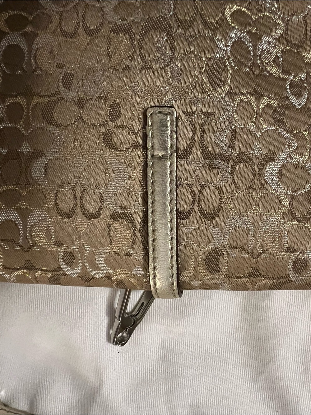 Coach Khaki Signature Jacquard Shoulder Bag with Gold Hardware - Picture 10 of 10